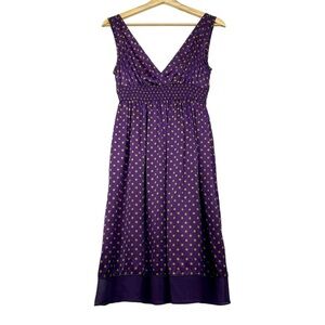 JACOB 100% Silk Polka Dot Midi Dress, Purple/Yellow, Size 7/8 or Medium